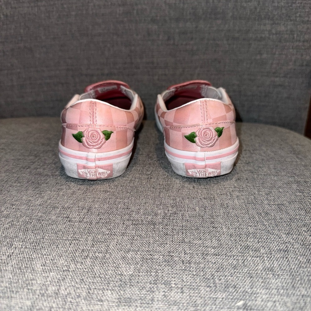 Vans Kids Little Girls Pink and White Checkered Slip-On Sneakers Girls Size 2 - Picture 15 of 16